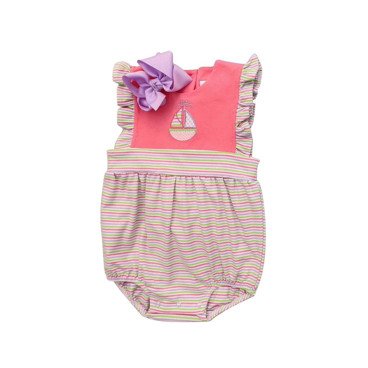 Sailboat design baby girl summer romper preorder