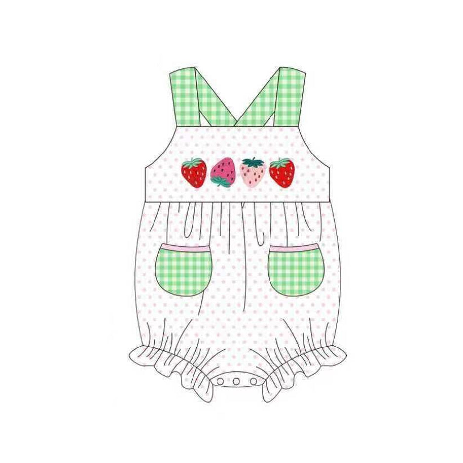Strawberry design baby girl summer romper preorder