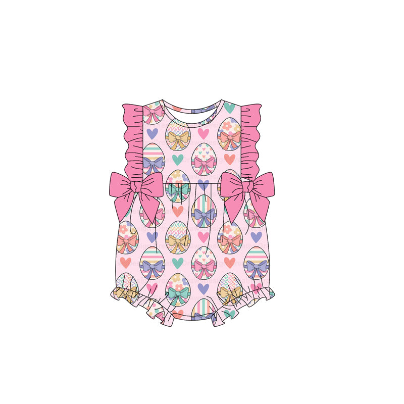 Easter eggs baby girls holiday romper preorder
