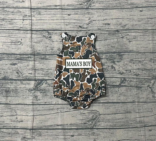 Mamas boy brown camo embroidery romper preorder