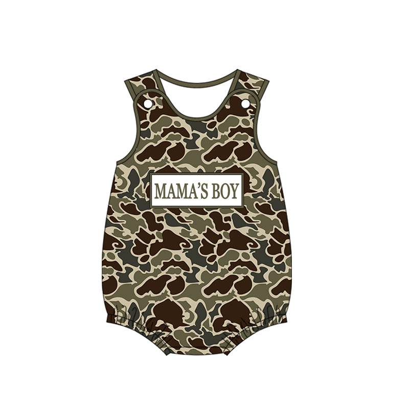 Mamas boy dark brown camo romper preorder