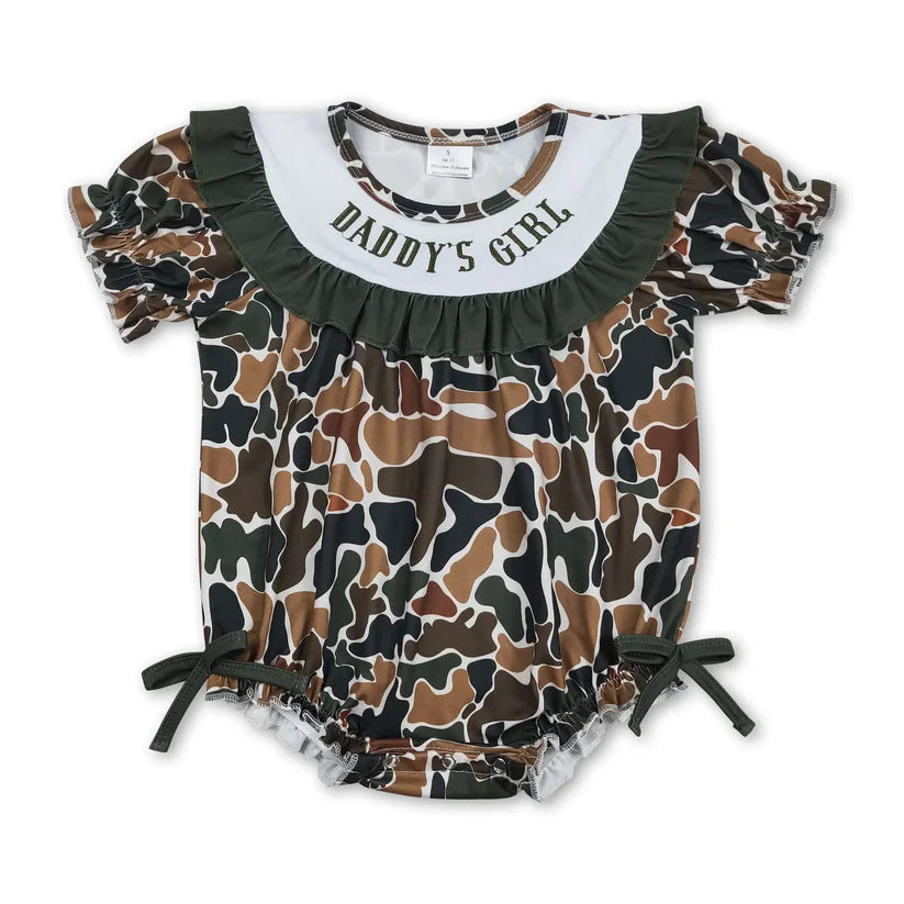 Embroidery Daddys girl floral romper preorder