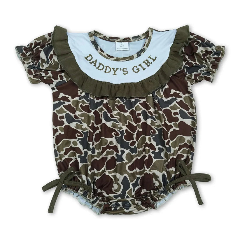 Embroidery Daddys girl floral romper preorder