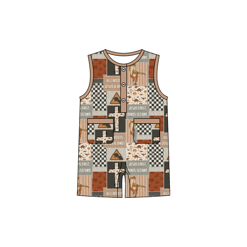 Jesus dino design toddle boy summer romper preorder
