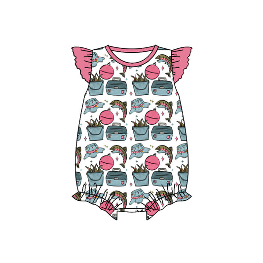 Fishing  design toddle girl summer romper preorder