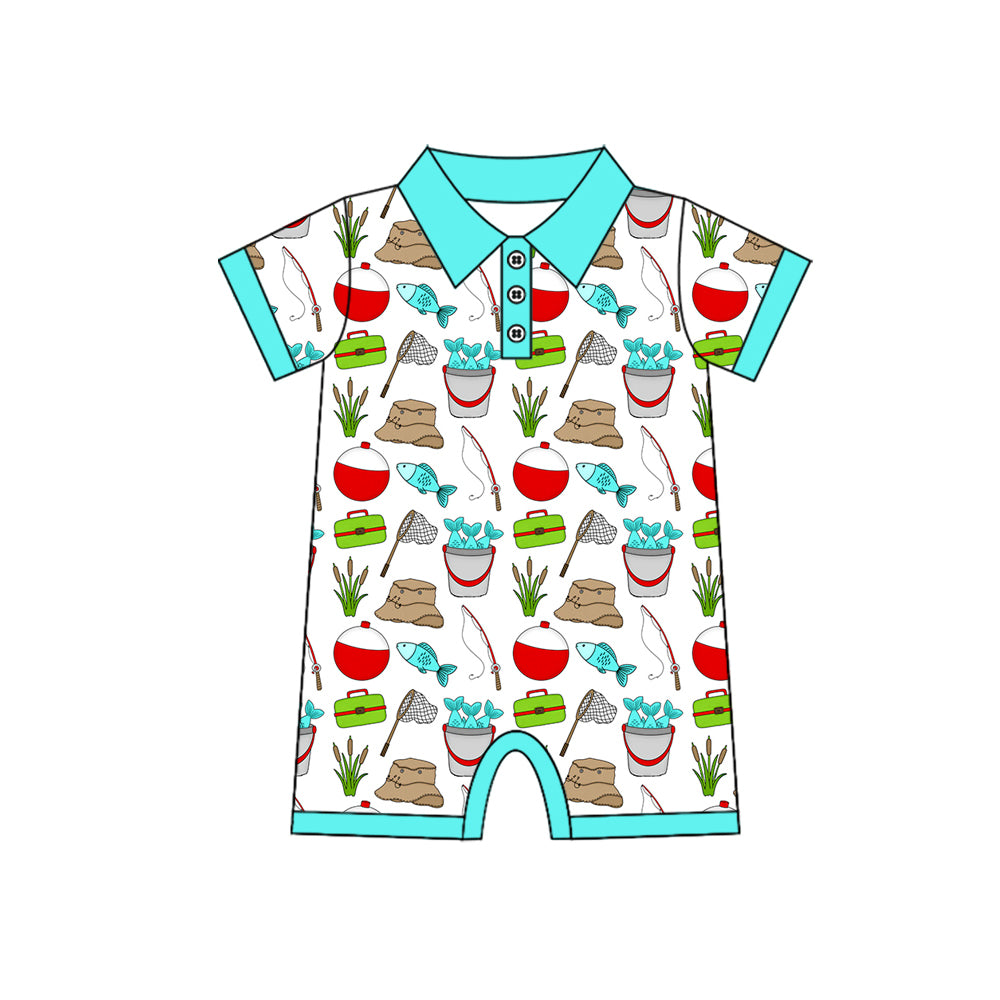 Fishing  design toddle boy summer romper preorder