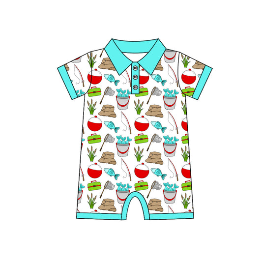 Fishing  design toddle boy summer romper preorder