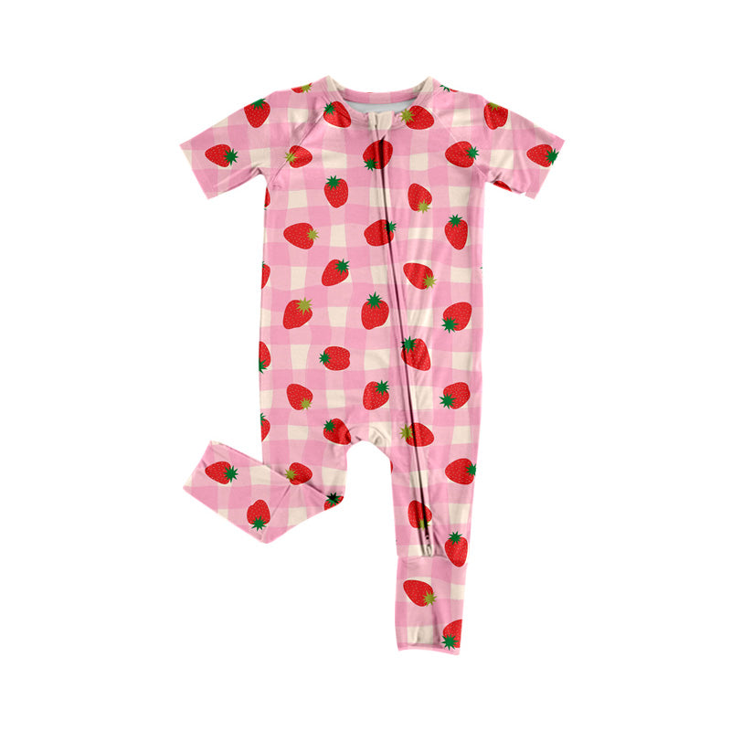Strawberry print toddle boy romper preorder