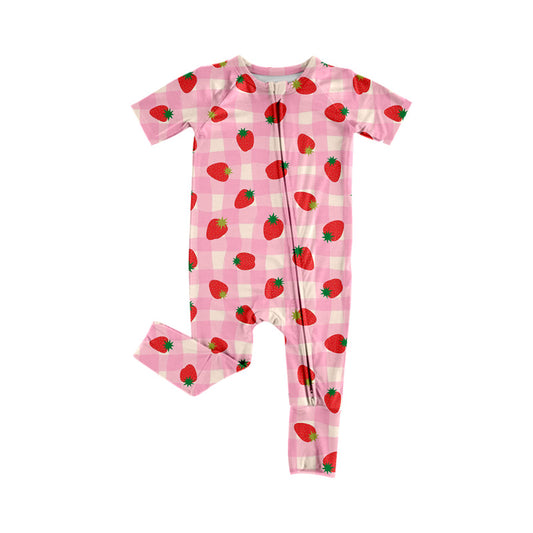 Strawberry print toddle boy romper preorder