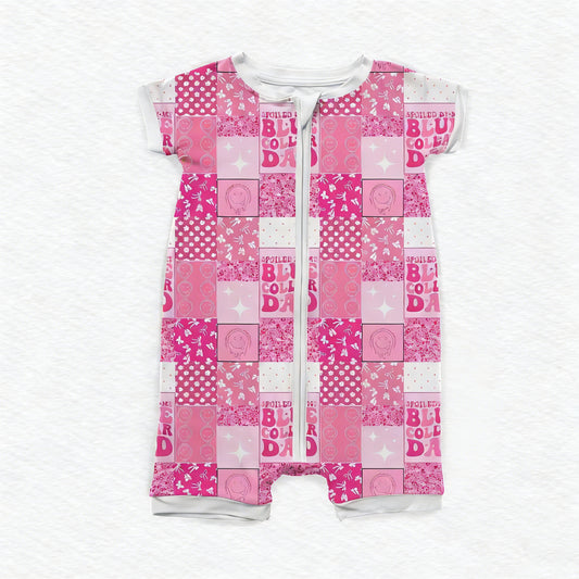 Bow print toddle girls short sleeve romper preorder