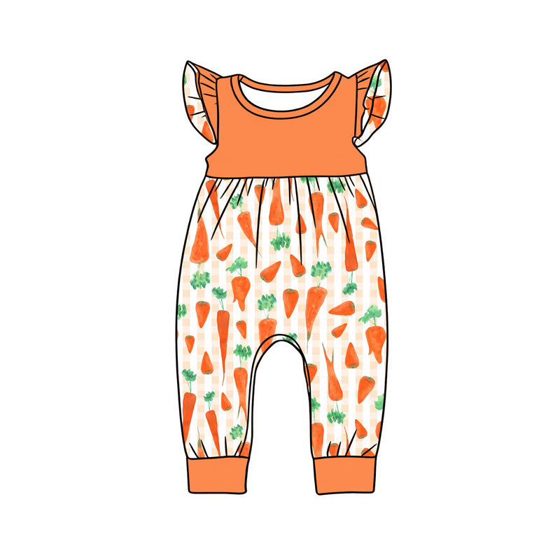 Carrot print toddle girls short sleeve easter romper preorder