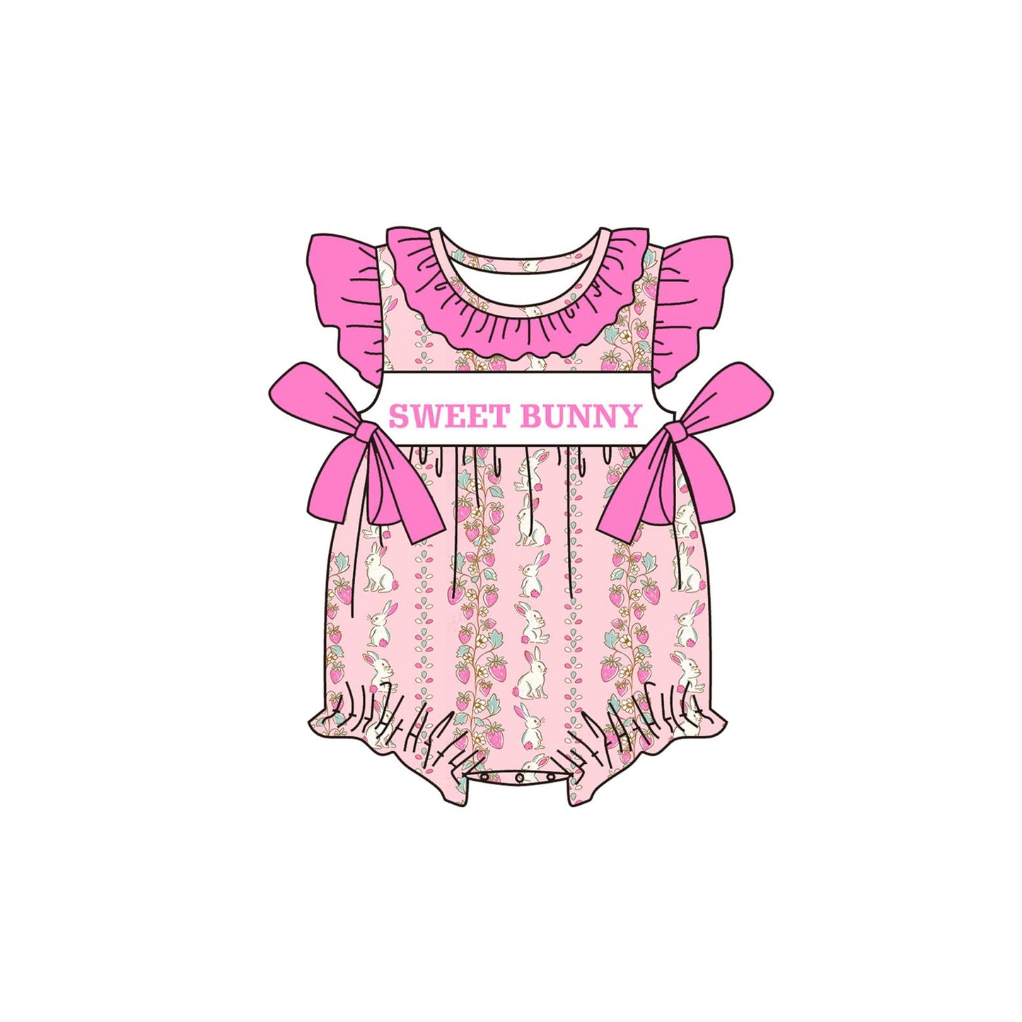 Sweet bunny print toddle girls easter romper preorder