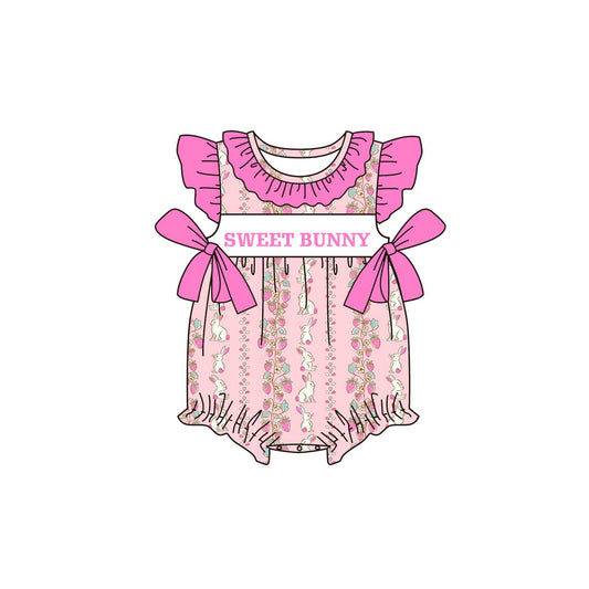 Sweet bunny print toddle girls easter romper preorder