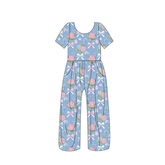 Toddle girls pink blue flowers design jumpsuit preorder