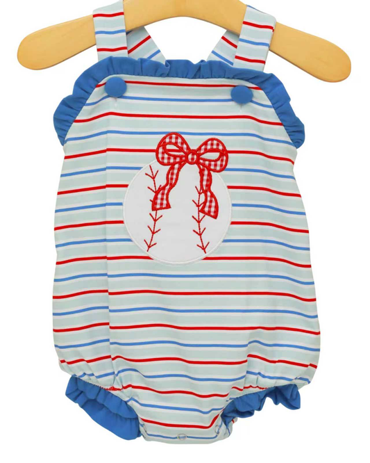 Baseball design toddle girls baby romper preorder