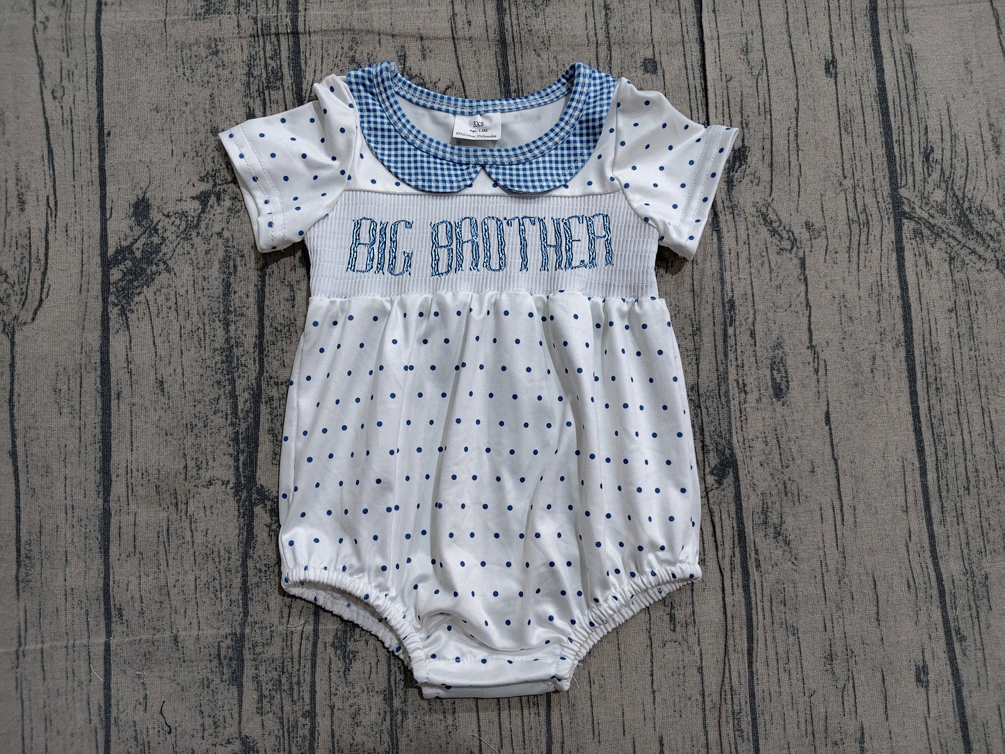 Big brother design toddle boy baby smocked romper preorder