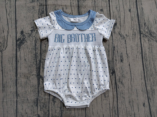 Big brother design toddle boy baby smocked romper preorder