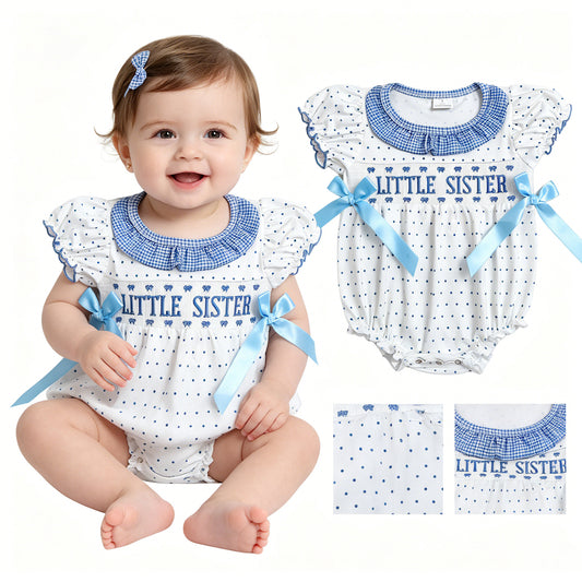 Little sister design toddle girl baby smocked romper