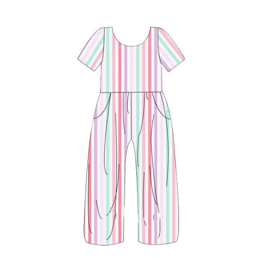 Toddle girls colorful stripes design jumpsuit preorder