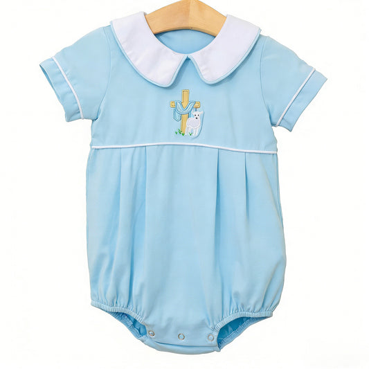 toddle girl short sleeve Easter cross romper preorder