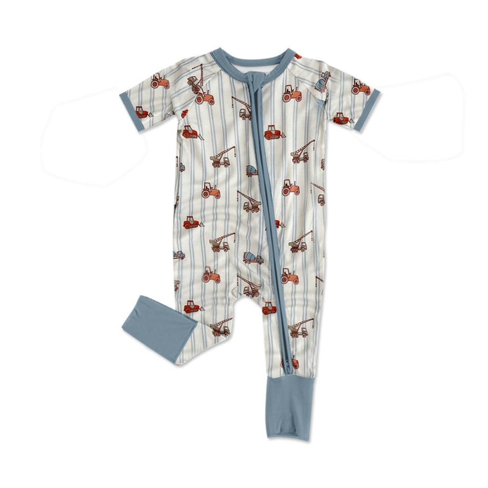 toddle boy short sleeve construction design romper preorder