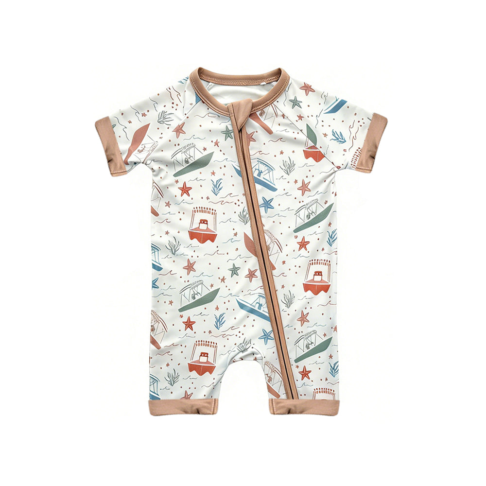 toddle boy short sleeve boat design romper preorder