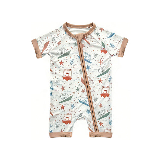 toddle boy short sleeve boat design romper preorder
