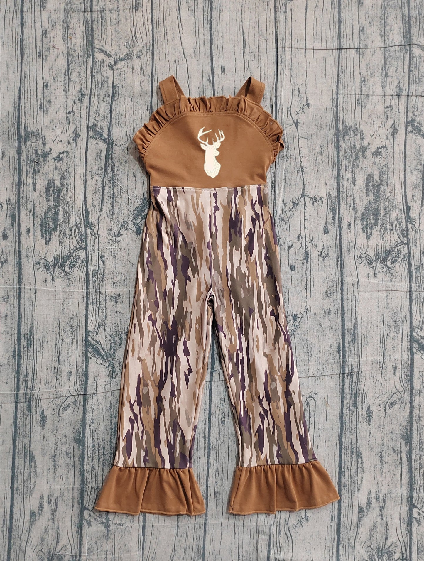 Toddle girls embroidery deer camo design jumpsuit preorder
