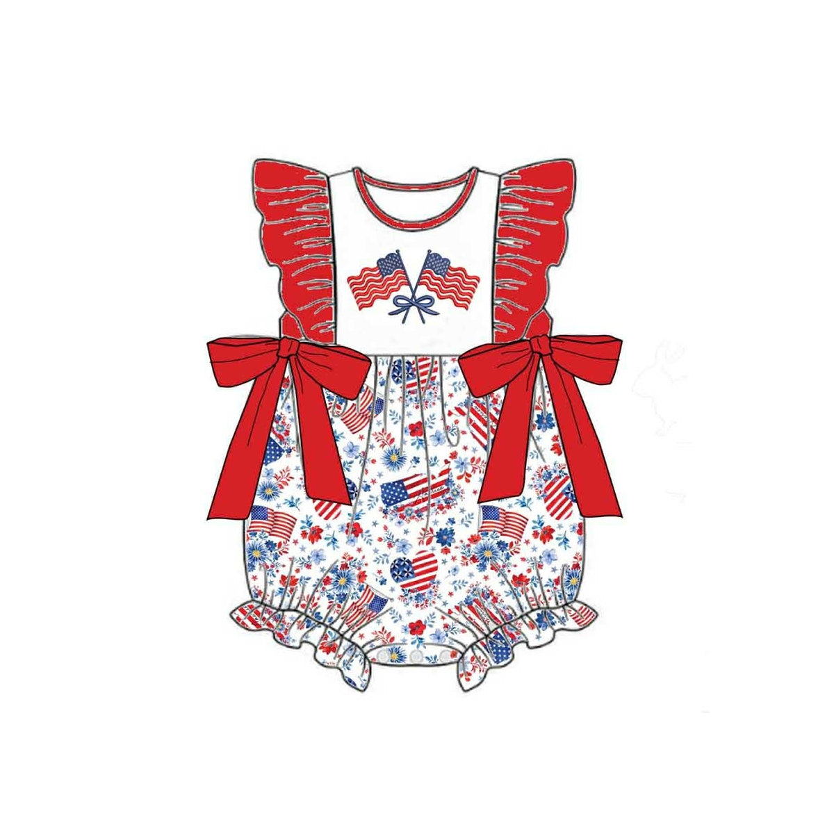 America flag girls summer boutique romper preorder