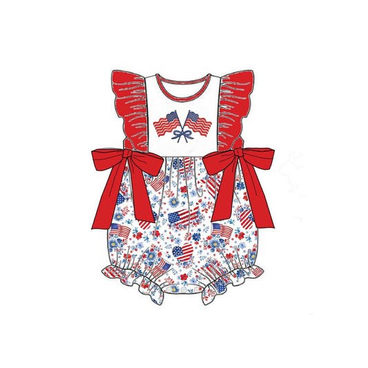 America flag girls summer boutique romper preorder