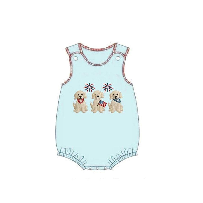 America dog flag boy summer boutique romper preorder