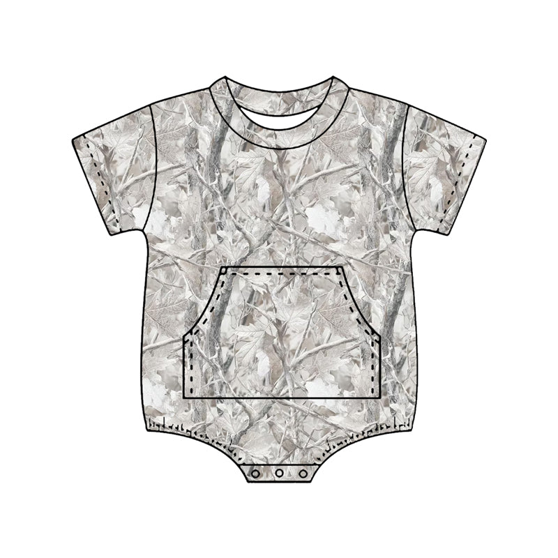 Camouflage print boy short sleeve romper preorder