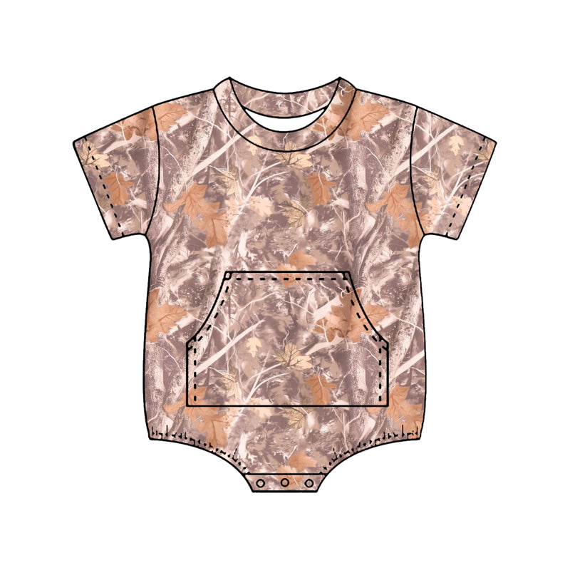 Camouflage print boy short sleeve romper preorder