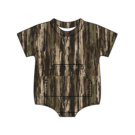 Camouflage print boy short sleeve romper preorder