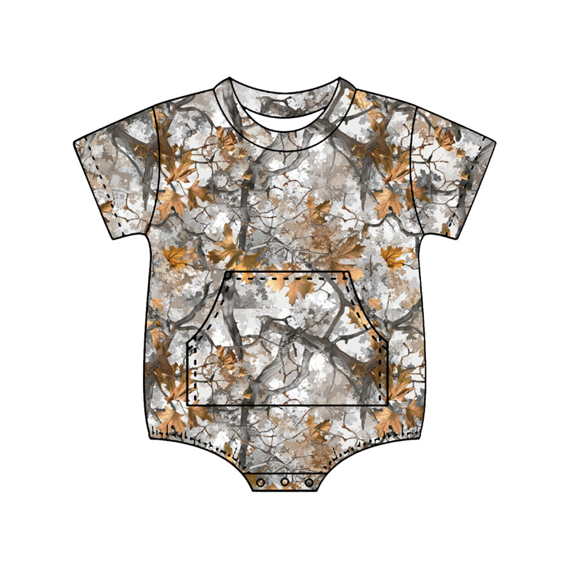 Camouflage print boy short sleeve romper preorder