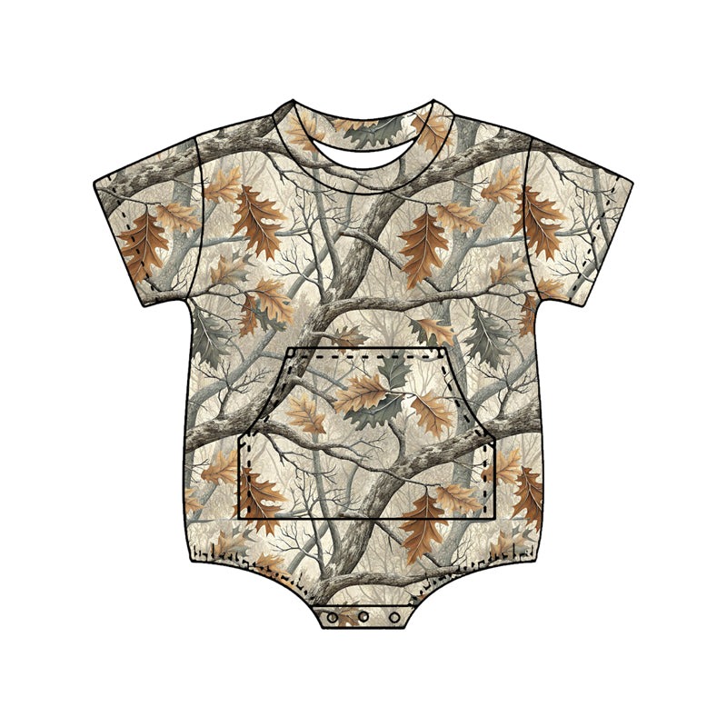 Camouflage print boy short sleeve romper preorder