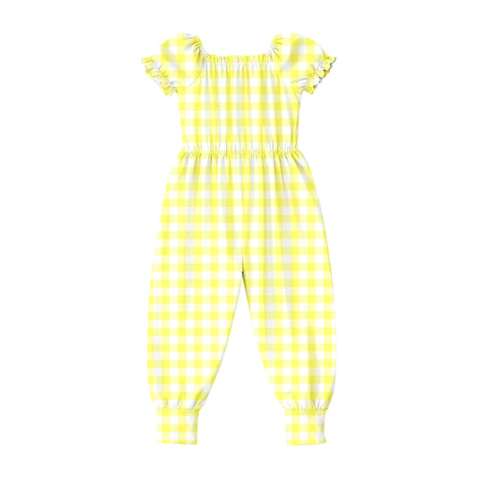 Toddle girls yellow plaid design jumpsuit preorder