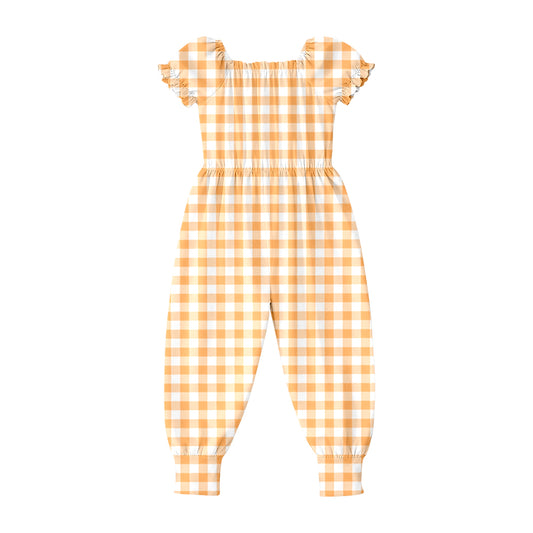 Toddle girls orange plaid design jumpsuit preorder
