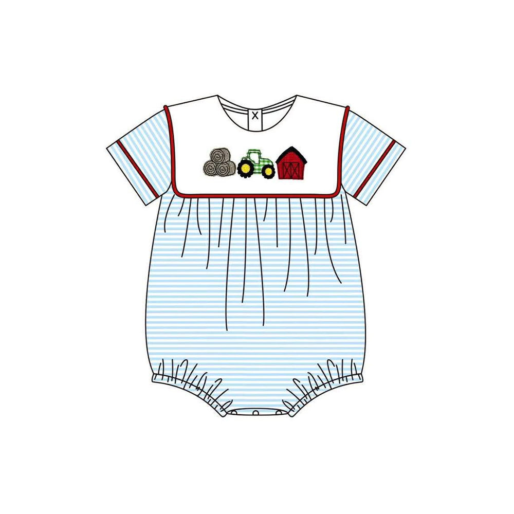 Farm tractor boy short sleeve romper preorder