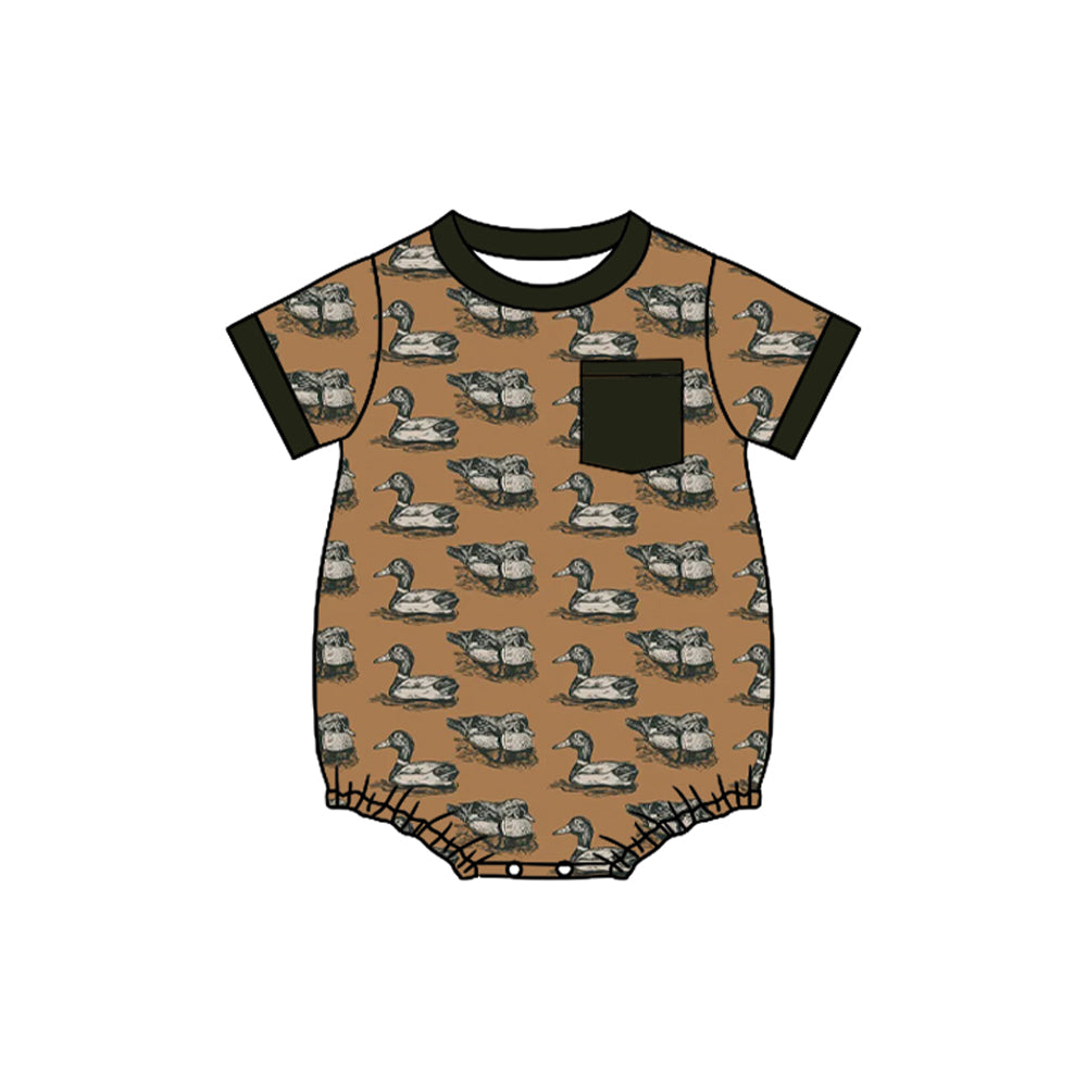 Mallard duck boy short sleeve romper preorder