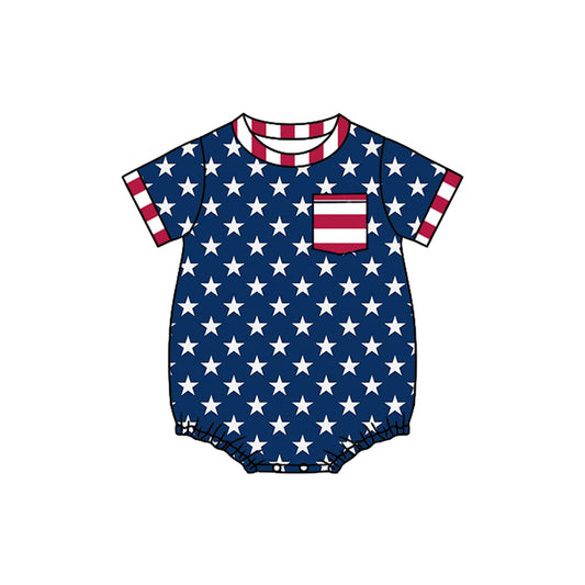 July 4th star boy short sleeve romper preorder