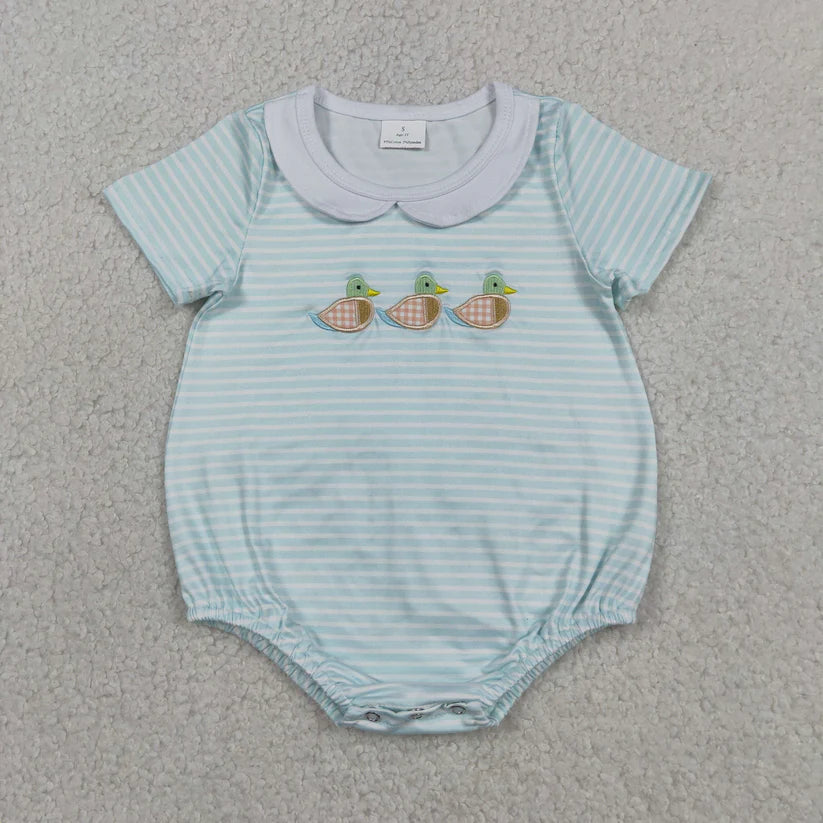 Toddle girl short sleeve embroidery mallard duck romper