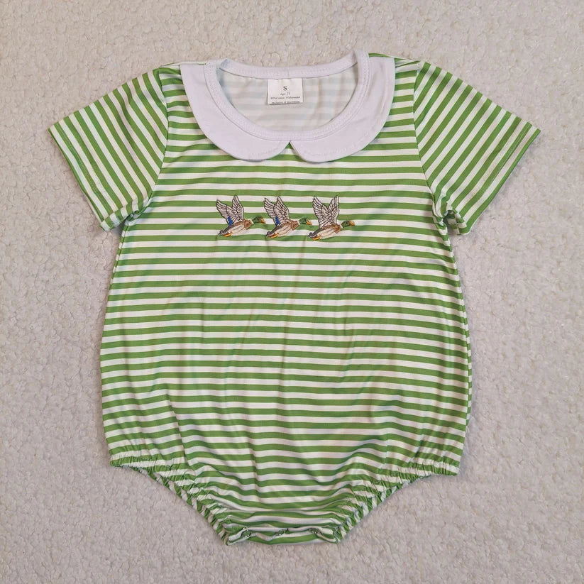 Toddle girl short sleeve embroidery mallard duck romper