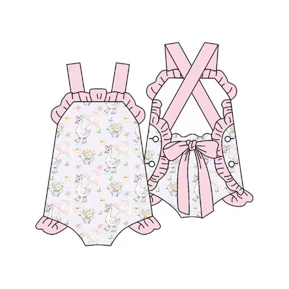 Toddle girl goose floral print summer romper preorder