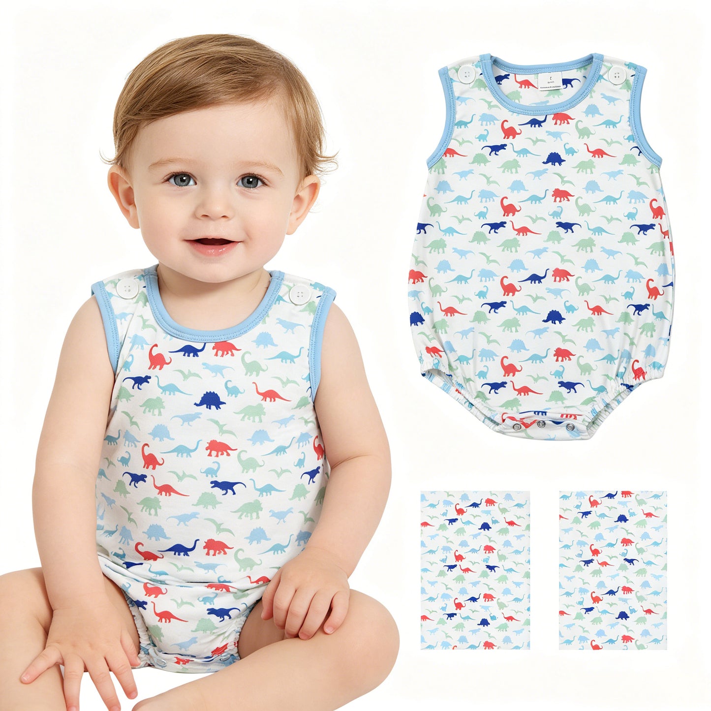 Dinosaur print toodle boy summer romper
