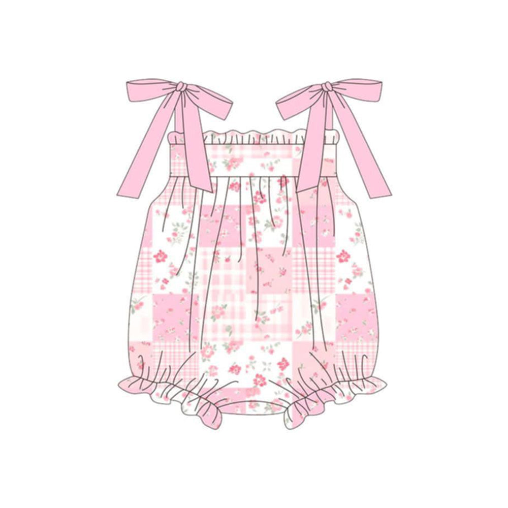 Pink floral print toodle girl summer romper preorder