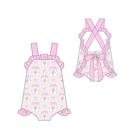 Pink flowers print toodle girl summer romper preorder