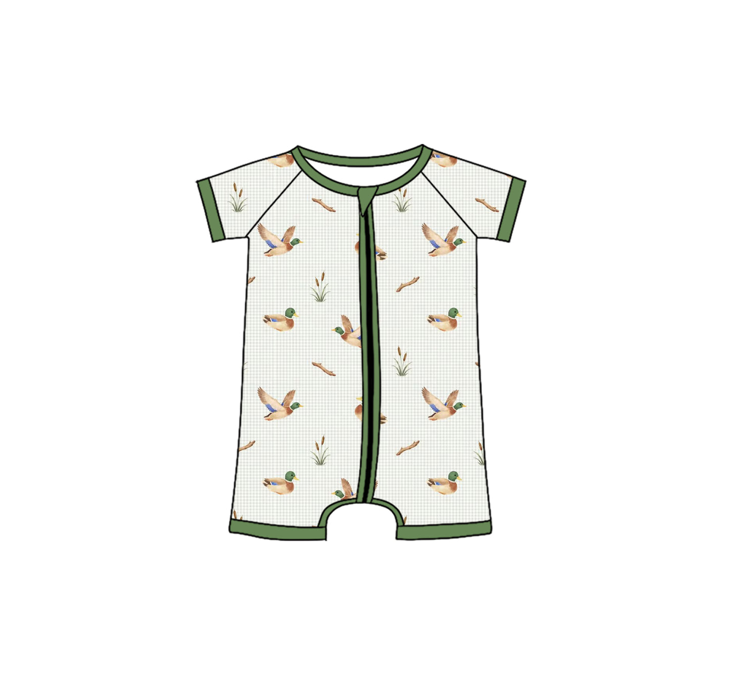 Mallar duck print toodle boy summer romper preorder