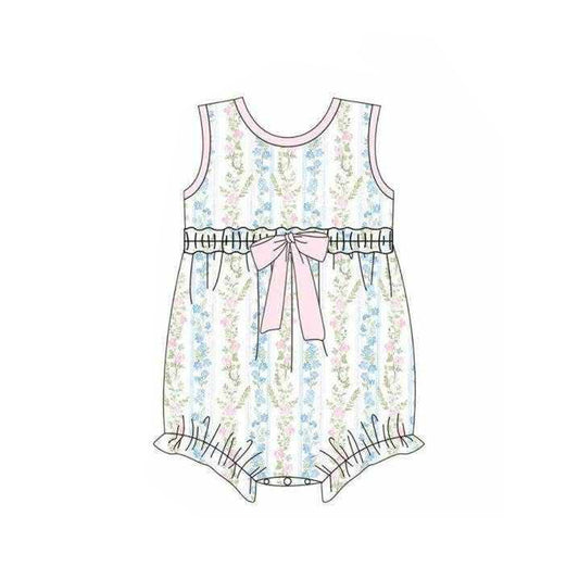 Blue flowers print toodle girl summer romper preorder