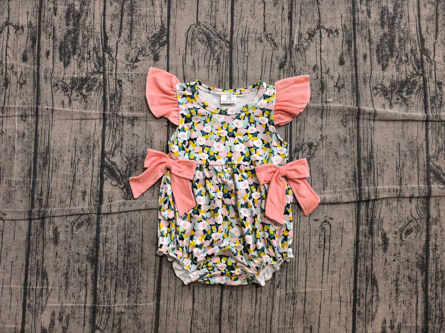Pink flowers print toodle girl summer romper preorder